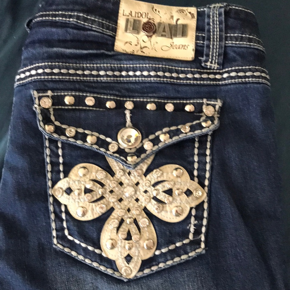 L. A. IDOL dark blue mid rise Jeans
